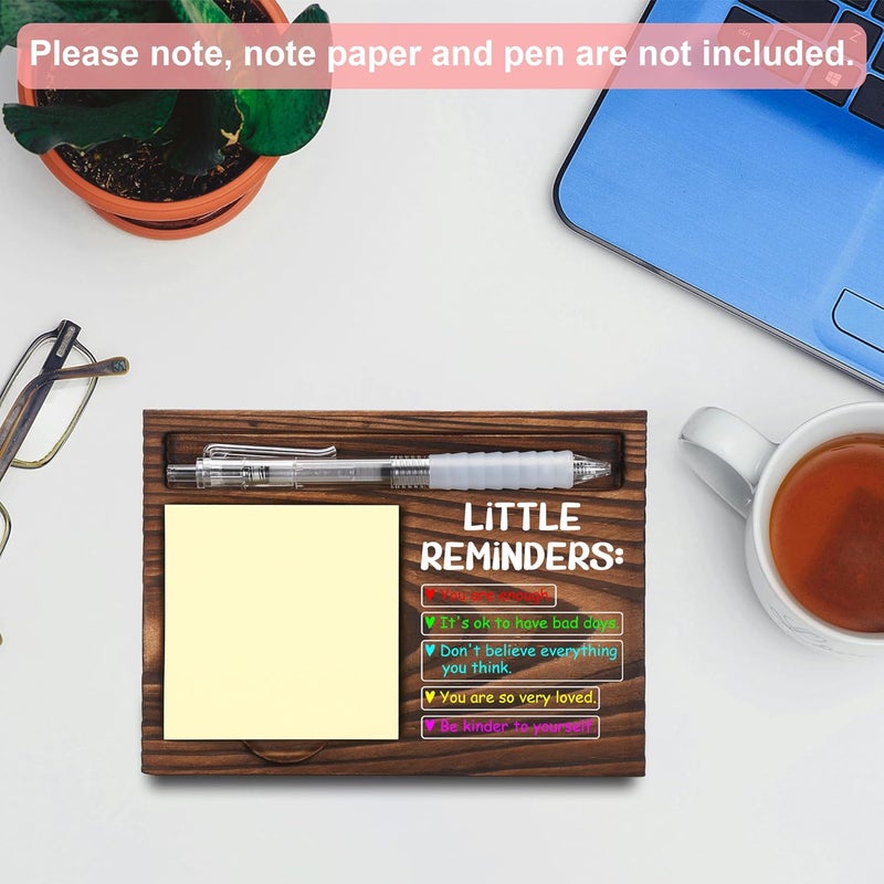 FTONENI Inspirational Motivational Gifts, Encourage Gifts, Recovery Gifts, Little Reminders Sticky Note Holder, Post-it Note Dispenser for Desk, Wooden Post-it Note & Pen Holder 6.5" x 4.7" - FTA121 - Image 4